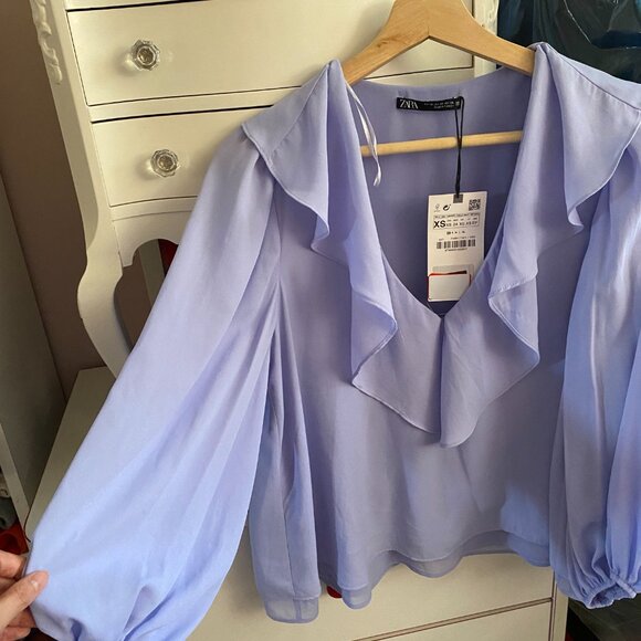 Brand new Zara Baby blue silk blouse - Picture 3 of 3